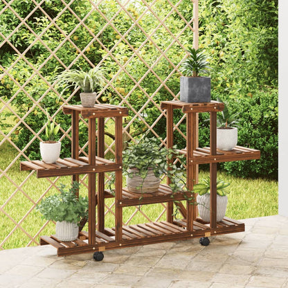 Portafiori Con Ruote In Legno Massello Di Abete