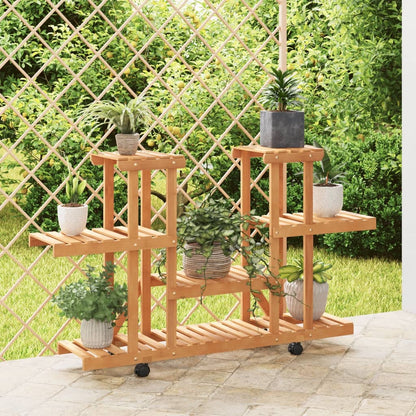 Portafiori Con Ruote In Legno Massello Di Abete