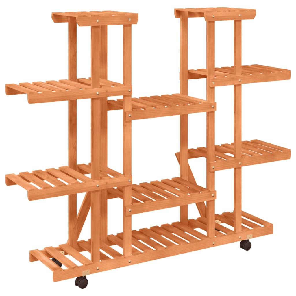 Portafiori Con Ruote In Legno Massello Di Abete