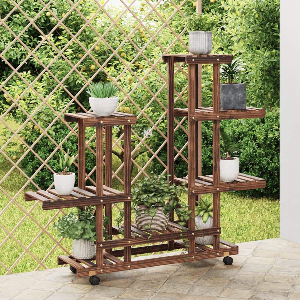Portafiori Con Ruote In Legno Massello Di Abete