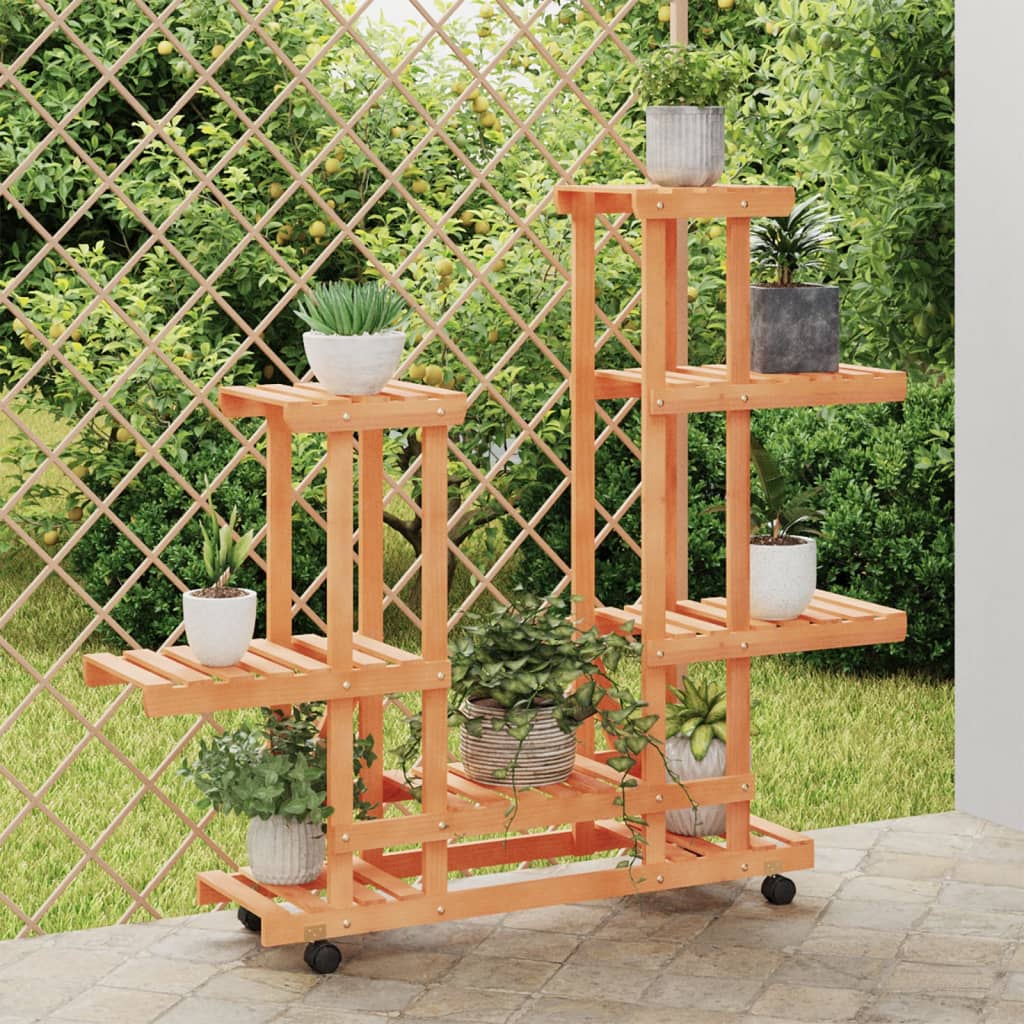 Portafiori Con Ruote In Legno Massello Di Abete