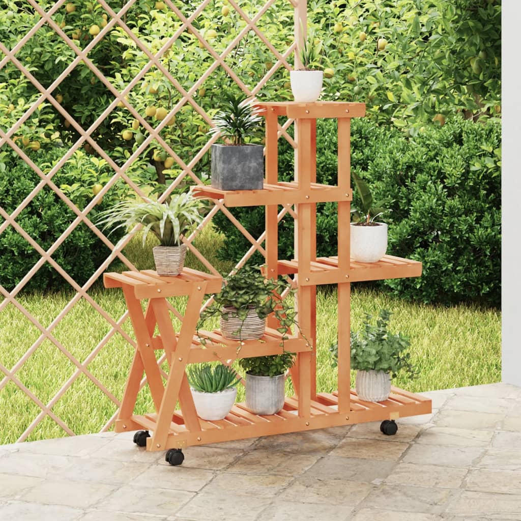 Portafiori Con Ruote In Legno Massello Di Abete