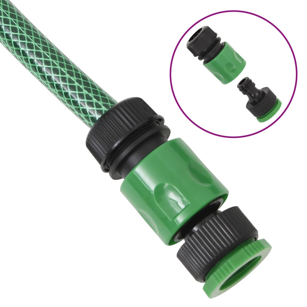 Set Tubo Da Giardino Con Raccordi Verde 0,5&quot; 10 M In Pvc
