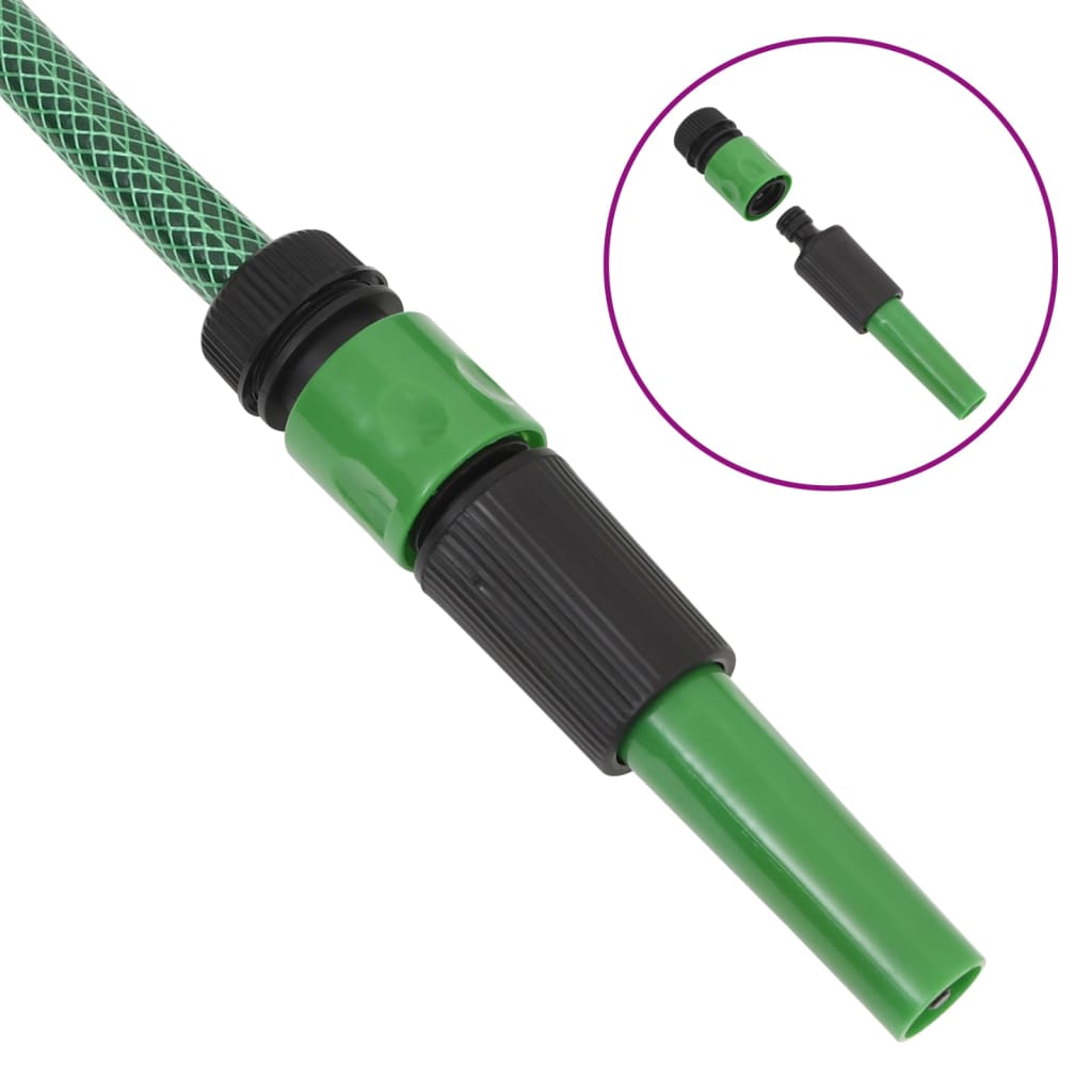 Set Tubo Da Giardino Con Raccordi Verde 0,5&quot; 10 M In Pvc