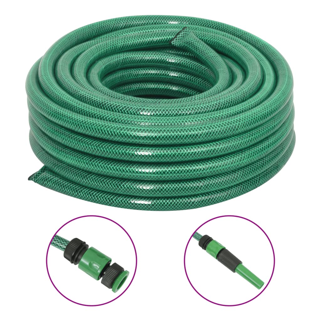 Set Tubo Da Giardino Con Raccordi Verde 0,5&quot; 10 M In Pvc