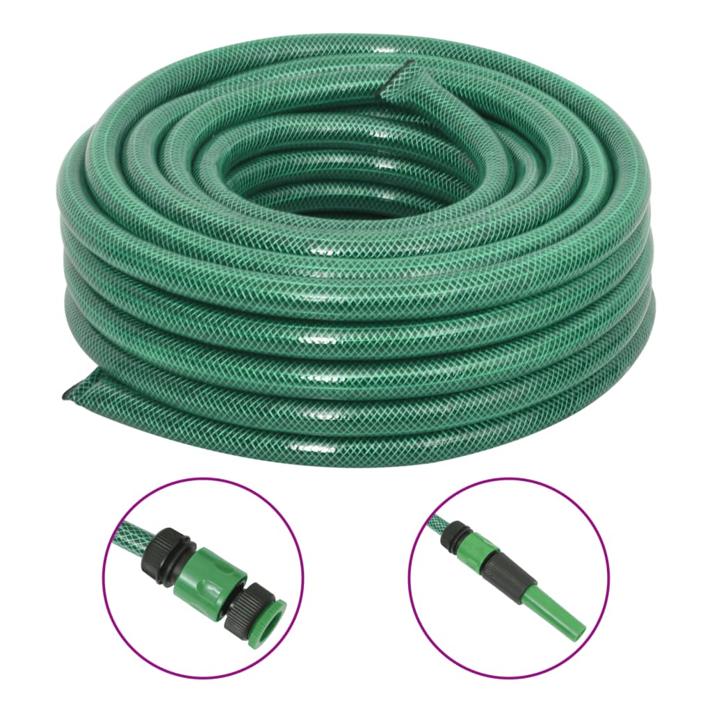 Set Tubo Da Giardino Con Raccordi Verde 0,5&quot; 10 M In Pvc