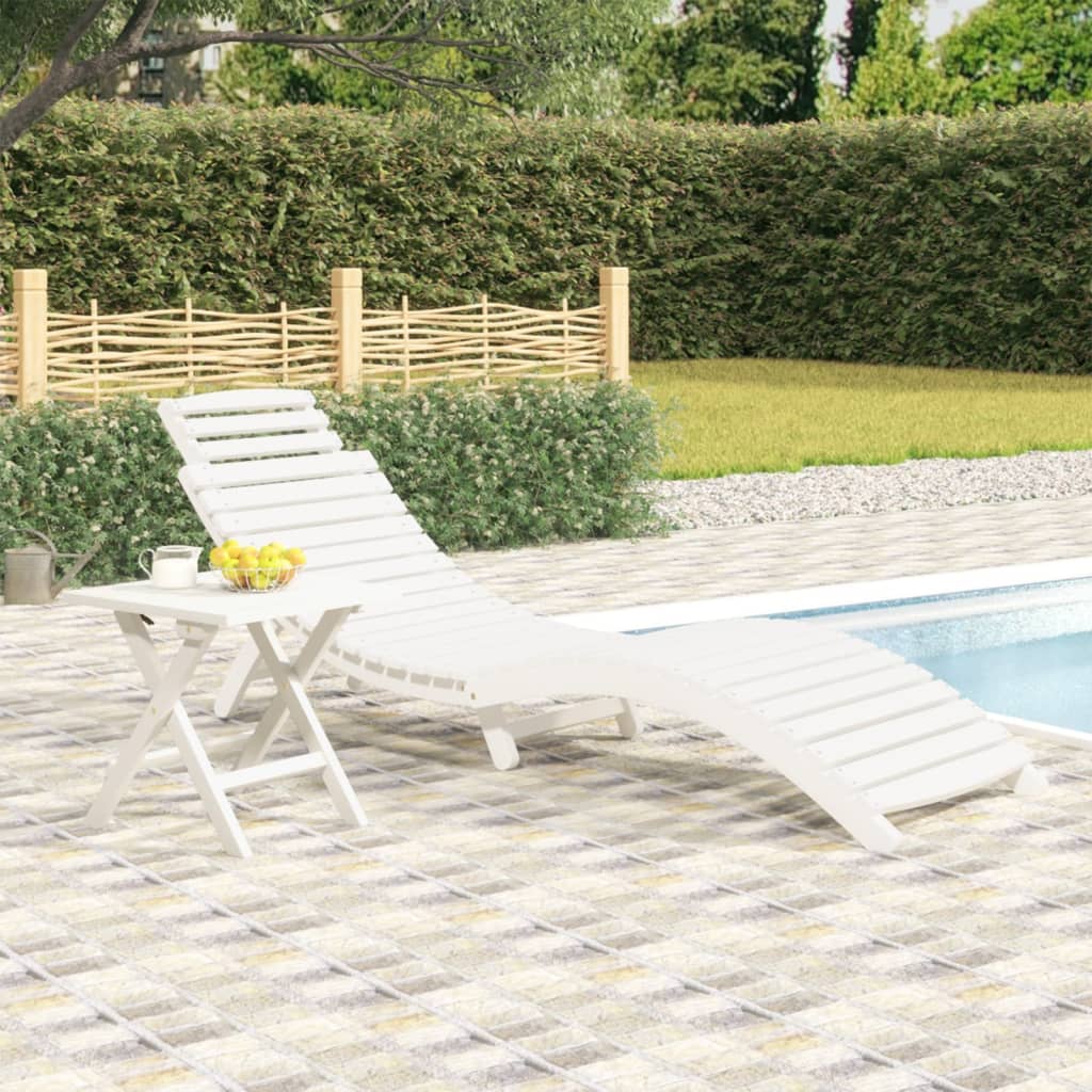 Lettino Prendisole 184X55X64 Cm Legno Massello Di Acacia