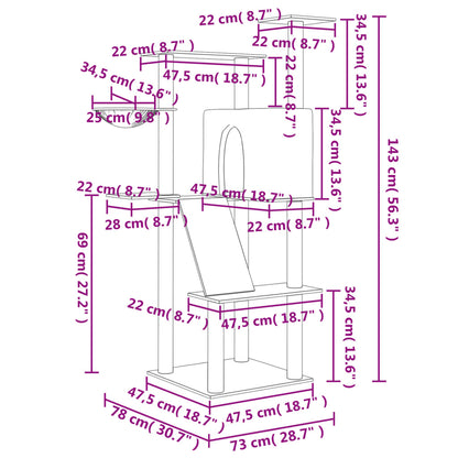 Albero Per Gatti Con Tiragraffi In Sisal 143 Cm