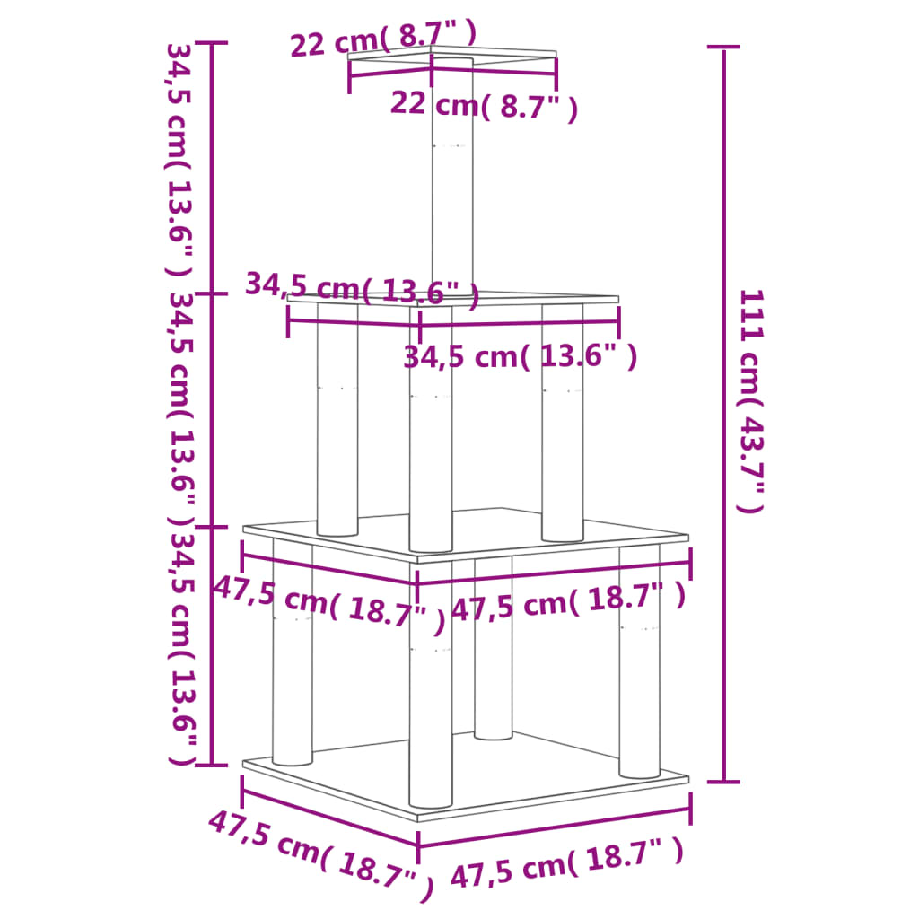 Albero Per Gatti Con Tiragraffi In Sisal 111 Cm