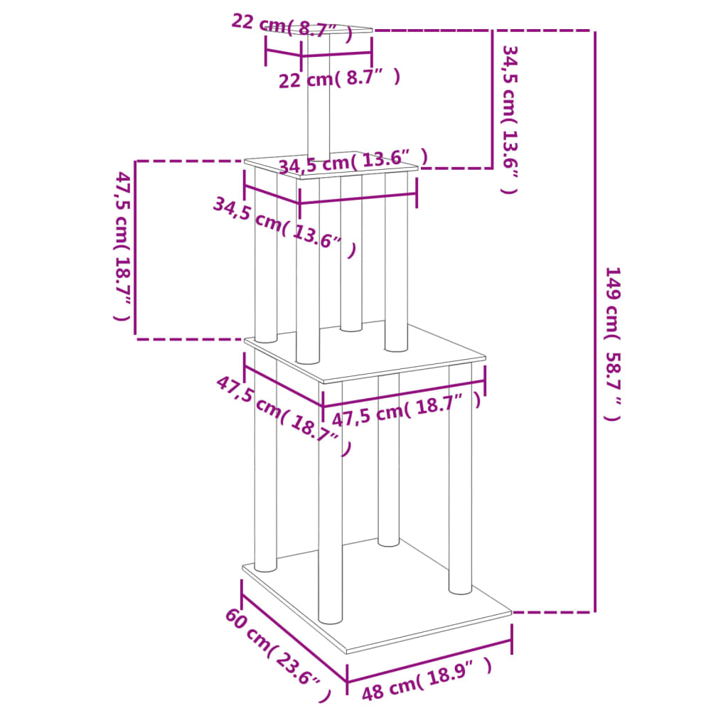 Albero Per Gatti Con Tiragraffi In Sisal 149 Cm