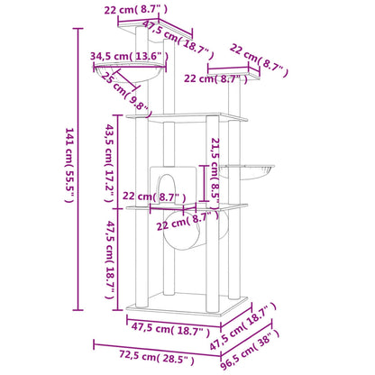 Albero Per Gatti Con Tiragraffi In Sisal 141 Cm