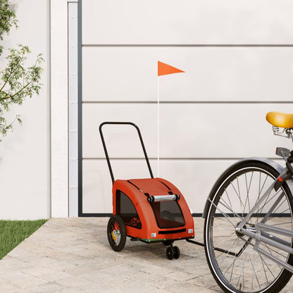 Rimorchio Da Bici Per Animali Arancione E Grigio Oxford E Ferro