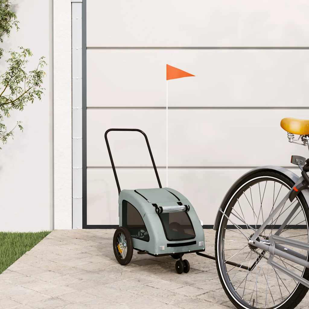 Rimorchio Da Bici Per Animali Arancione E Grigio Oxford E Ferro