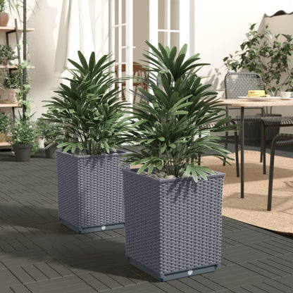 Fioriere 2 Pz Marroni 30X30X37 Cm In Polipropilene