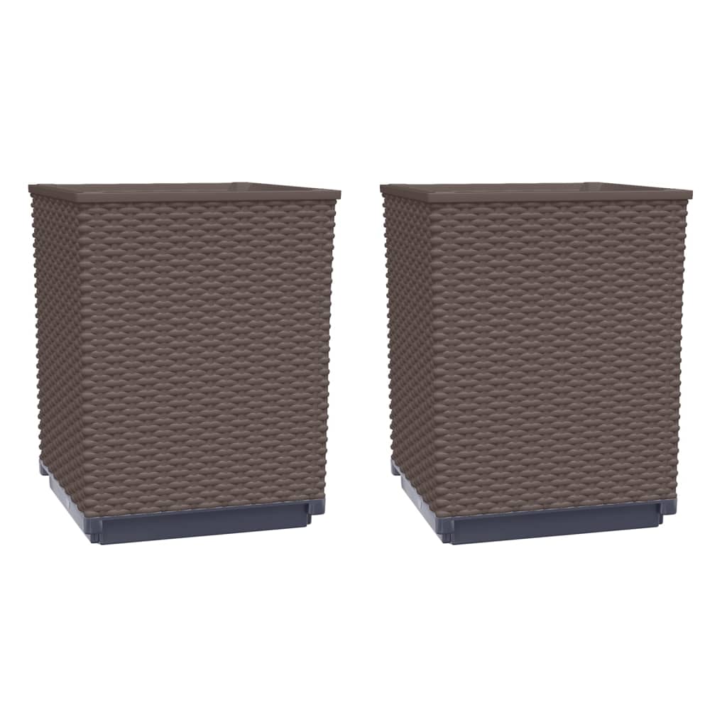 Fioriere 2 Pz Marroni 30X30X37 Cm In Polipropilene