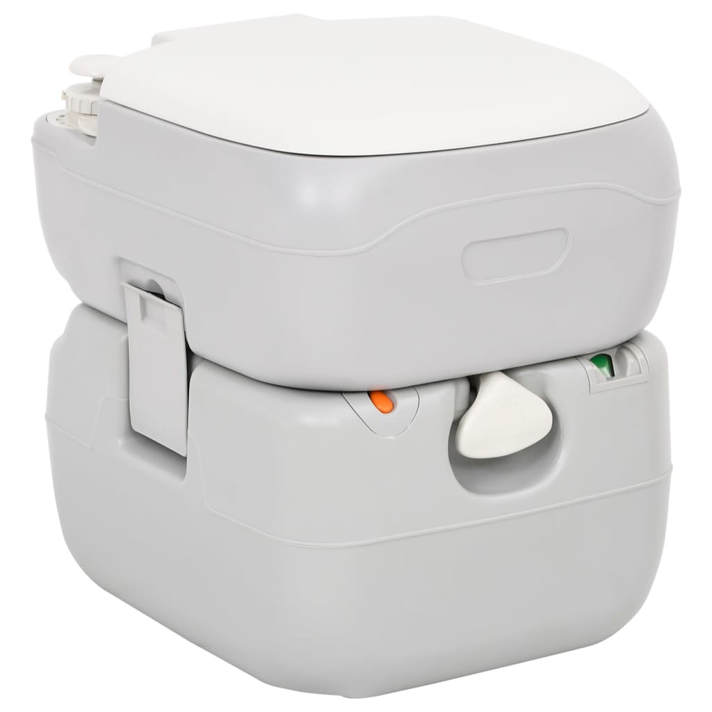Toilette Da Campeggio Portatile Grigia E Bianca 22+12 L In Hdpe
