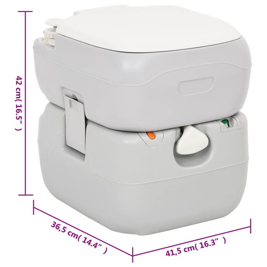 Toilette Da Campeggio Portatile Grigia E Bianca 22+12 L In Hdpe