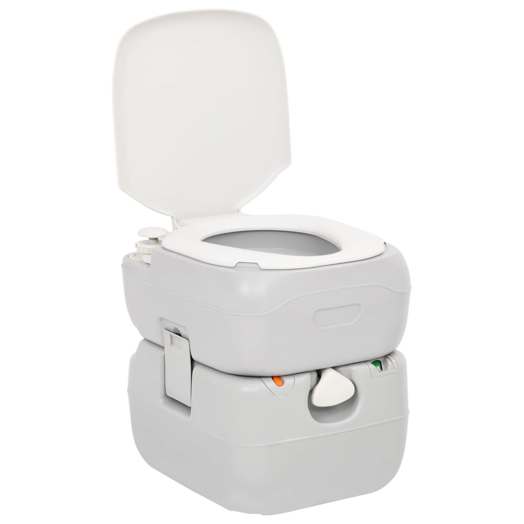 Toilette Da Campeggio Portatile Grigia E Bianca 22+12 L In Hdpe