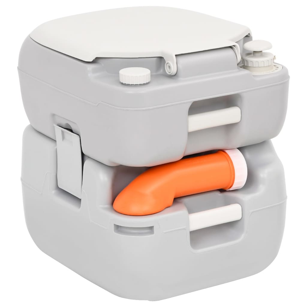 Toilette Da Campeggio Portatile Grigia E Bianca 22+12 L In Hdpe
