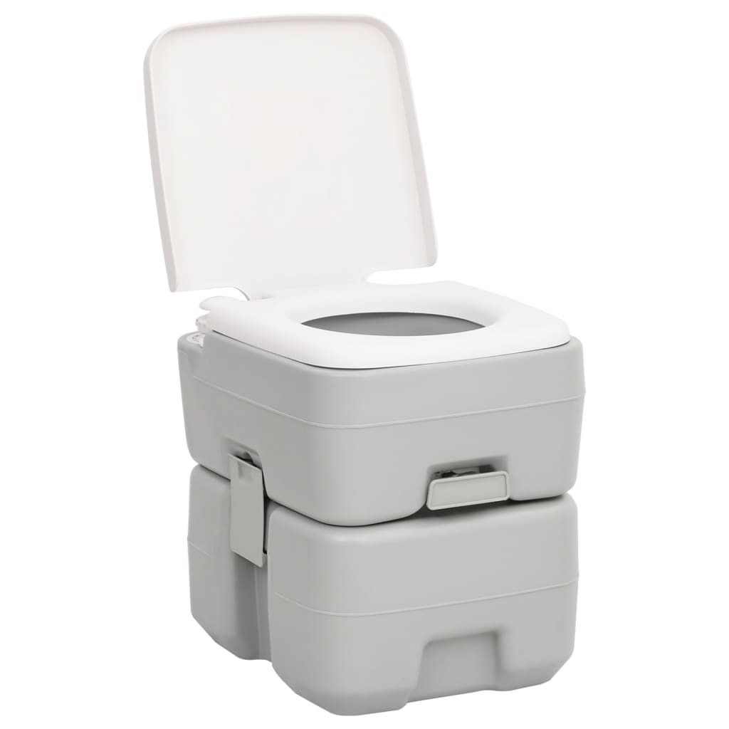Toilette Da Campeggio Portatile Grigia E Bianca 20+10 L In Hdpe