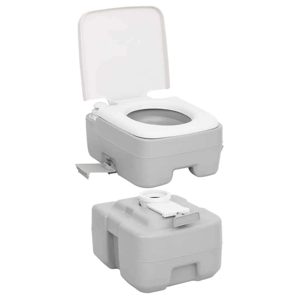 Toilette Da Campeggio Portatile Grigia E Bianca 20+10 L In Hdpe