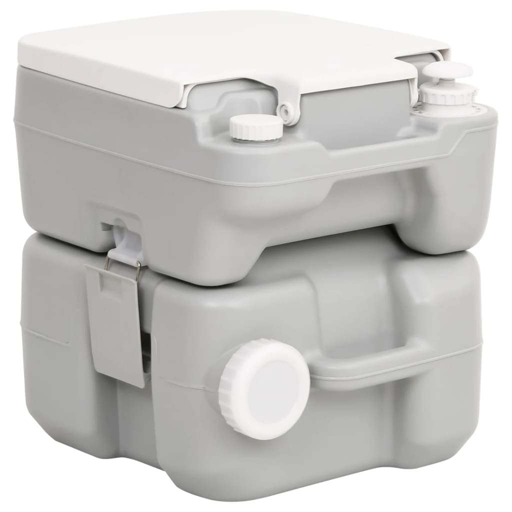 Toilette Da Campeggio Portatile Grigia E Bianca 20+10 L In Hdpe