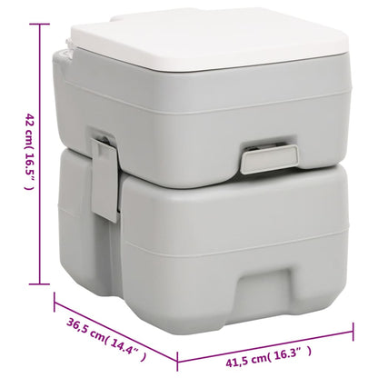 Toilette Da Campeggio Portatile Grigia E Bianca 20+10 L In Hdpe