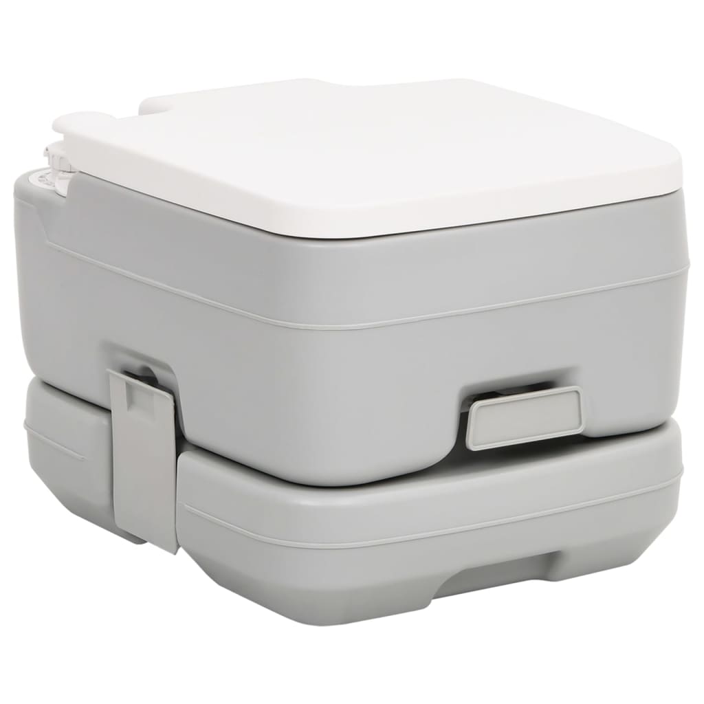 Toilette Da Campeggio Portatile Grigia E Bianca 15+10 L In Hdpe