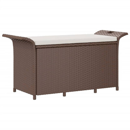 Panca Da Giardino Con Cuscino Marrone 116X46X57Cm In Polyrattan