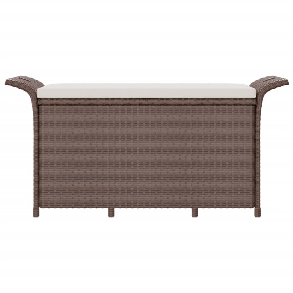 Panca Da Giardino Con Cuscino Marrone 116X46X57Cm In Polyrattan