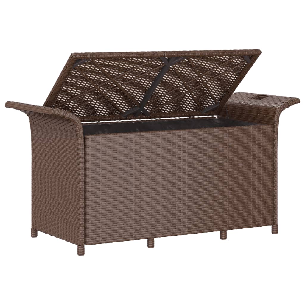 Panca Da Giardino Con Cuscino Marrone 116X46X57Cm In Polyrattan
