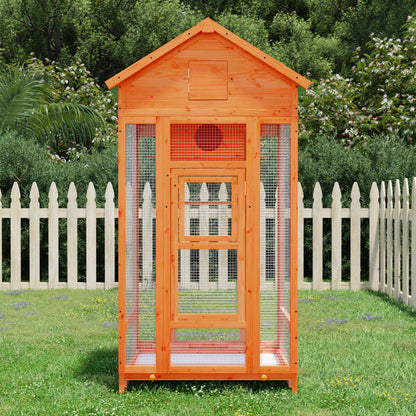 Casetta Per Uccelli Grigia 91,5X53X170 Cm Legno Massello Pino