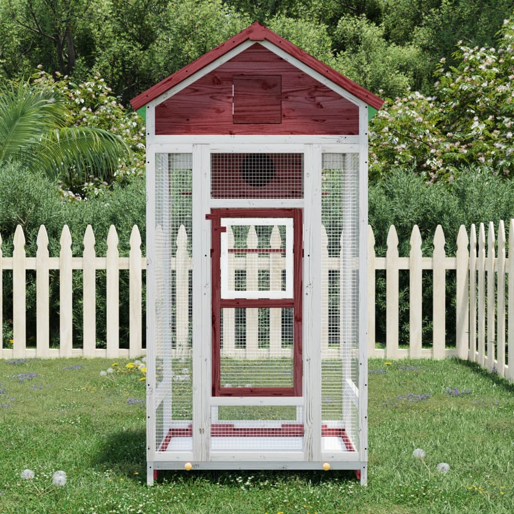 Casetta Per Uccelli Grigia 91,5X53X170 Cm Legno Massello Pino