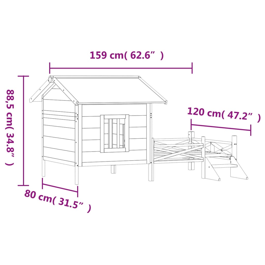 Cuccia Per Cani 159X120X88,5 Cm Legno Massello Di Pino