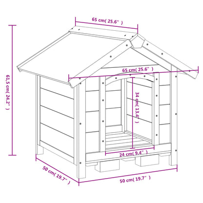 Cuccia Per Cani 65X65X61,5 Cm In Legno Massello Di Pino