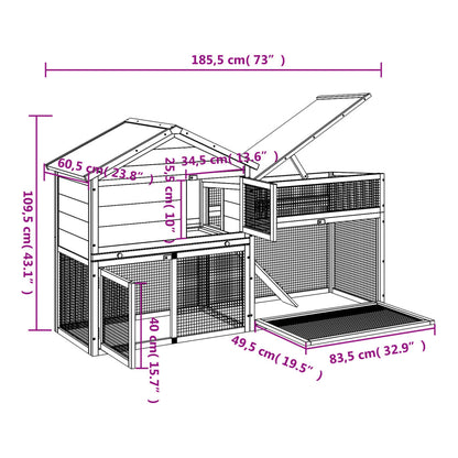 Conigliera Moka 185,5X60,5X109,5 Cm In Legno Massello Di Pino