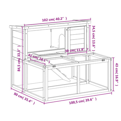 Conigliera Moka 102X90X84,5 Cm In Legno Massello Di Pino