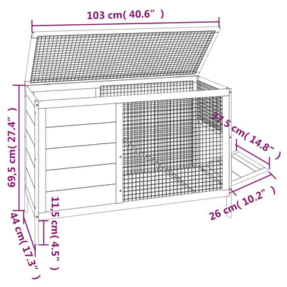 Conigliera Moka 103X44X69,5 Cm In Legno Massello Di Pino