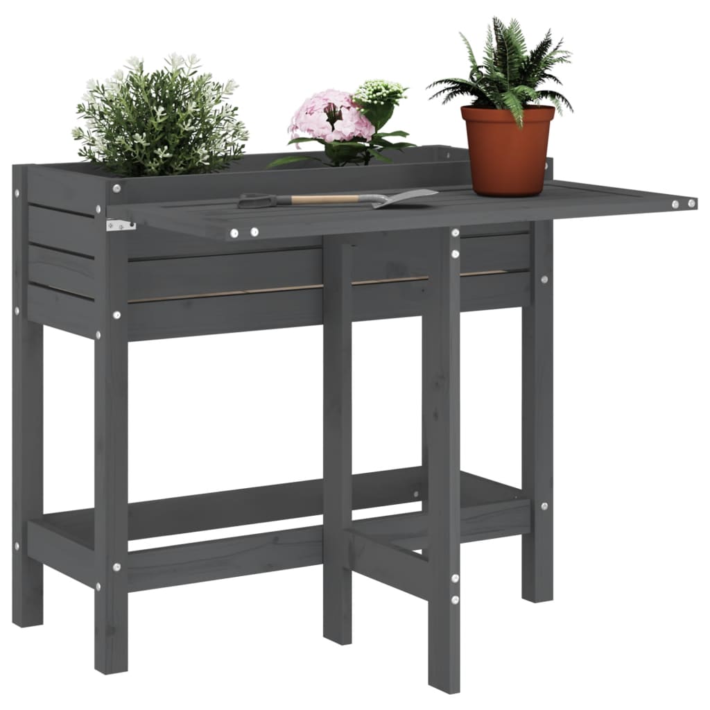 Fioriera Giardino Piano Pieghevole Bianco Legno Massello Pino
