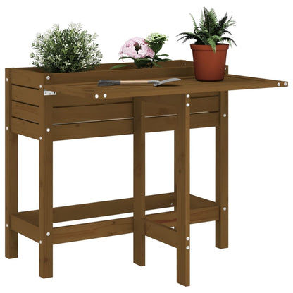 Fioriera Giardino Piano Pieghevole Bianco Legno Massello Pino
