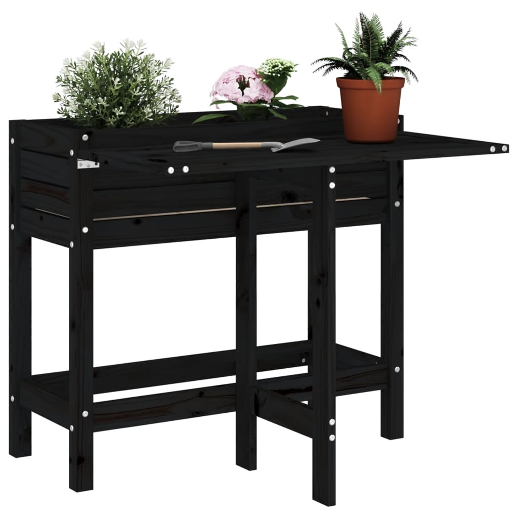 Fioriera Giardino Piano Pieghevole Bianco Legno Massello Pino