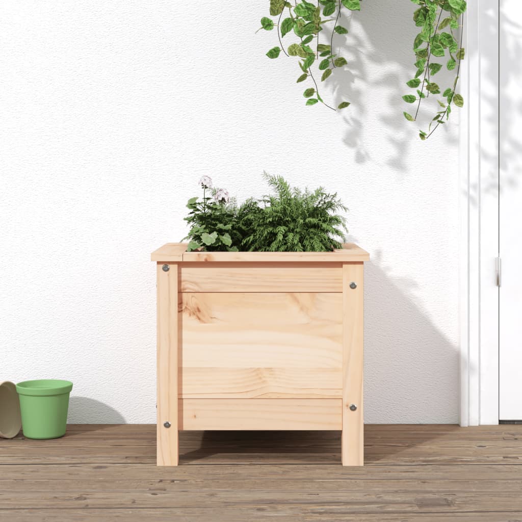 Fioriera Rialzata Giardino Grigia 119,5X82,5X78Cm Massello Pino