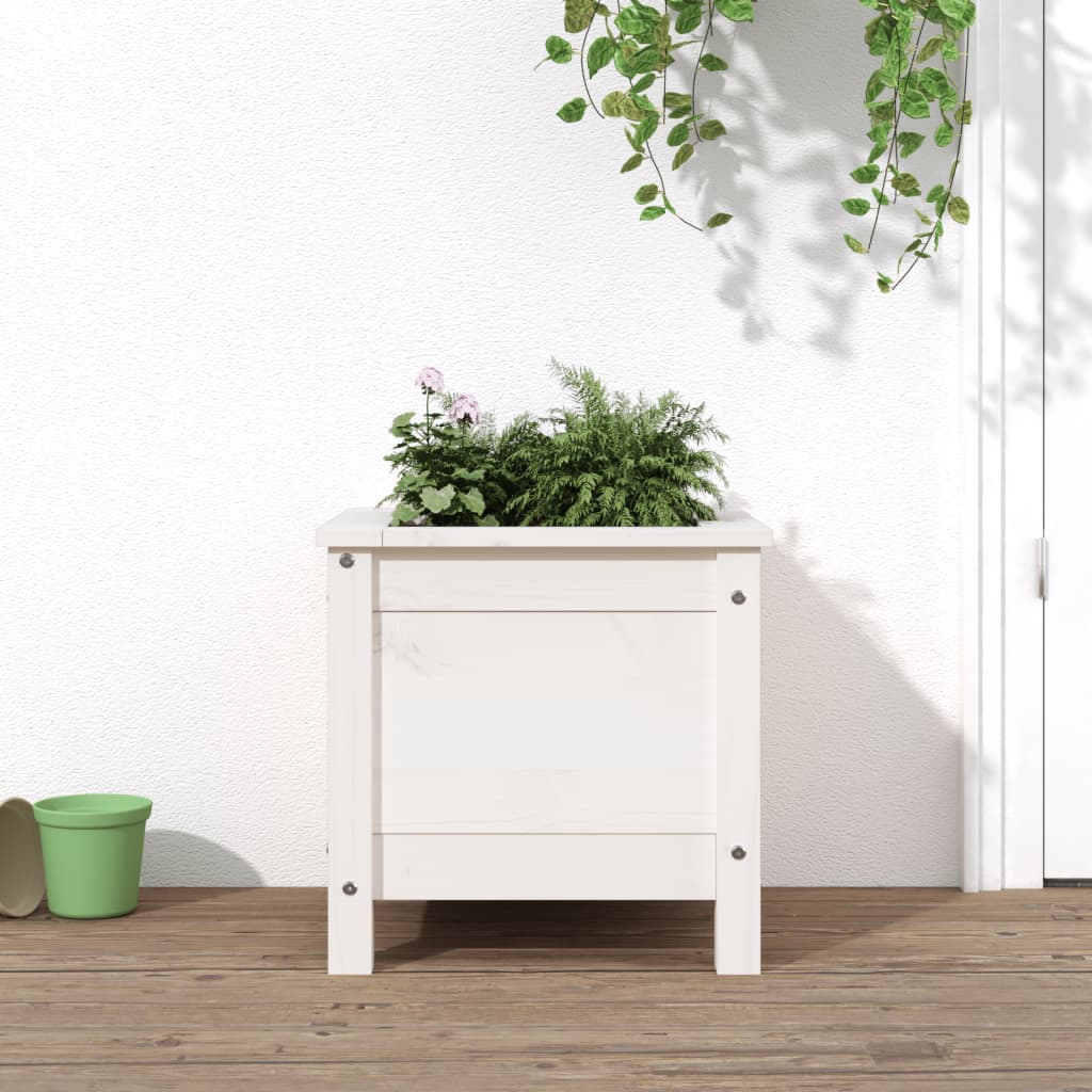Fioriera Rialzata Giardino Grigia 119,5X82,5X78Cm Massello Pino