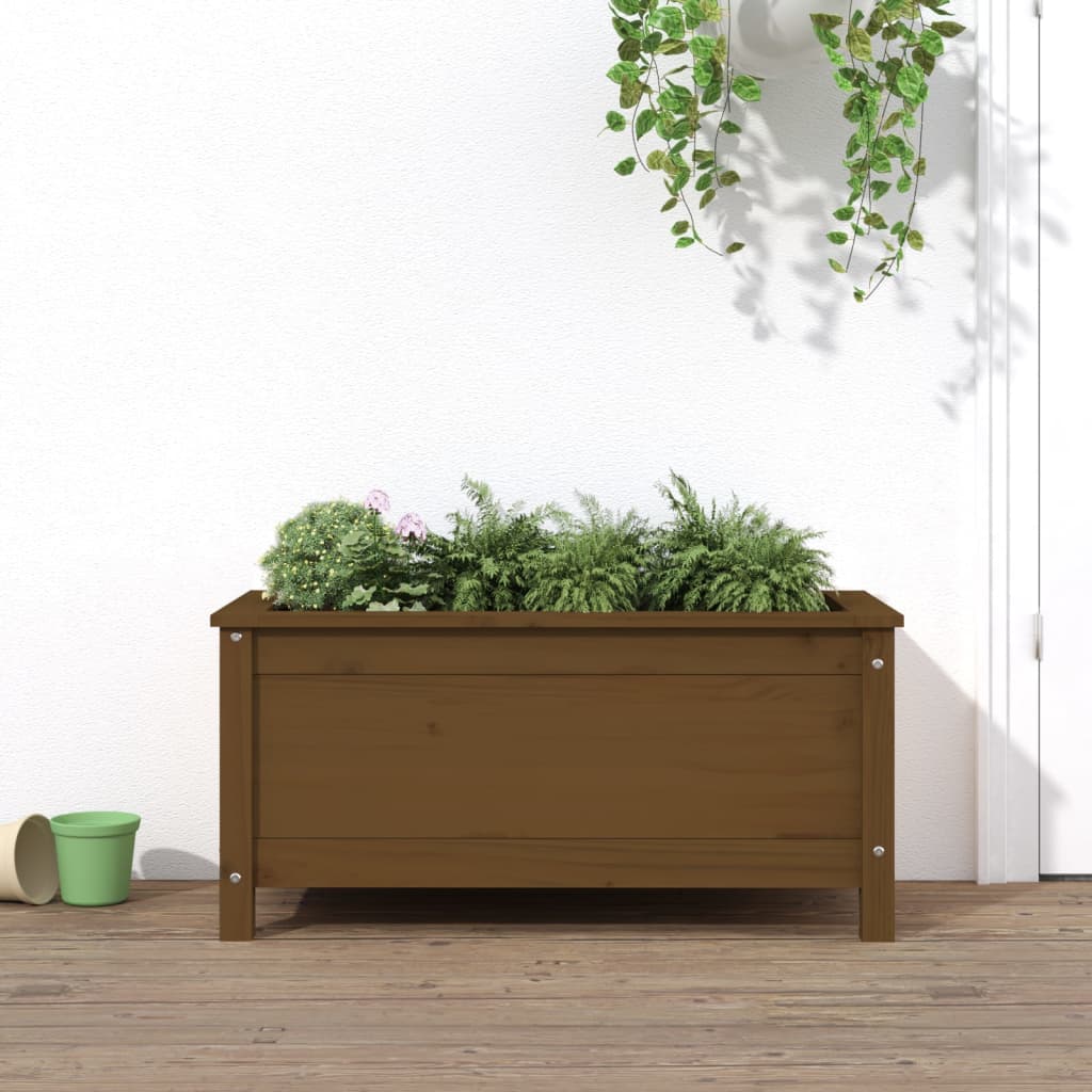 Fioriera Rialzata Giardino Grigia 119,5X82,5X78Cm Massello Pino
