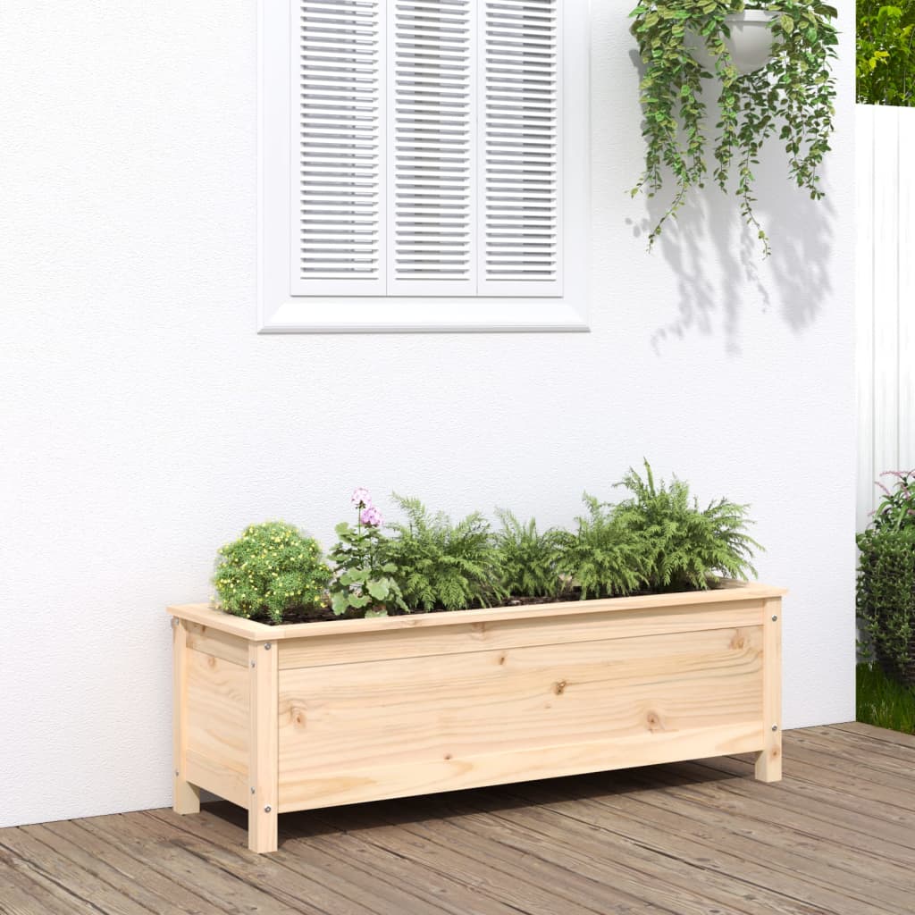 Fioriera Rialzata Giardino Grigia 119,5X82,5X78Cm Massello Pino