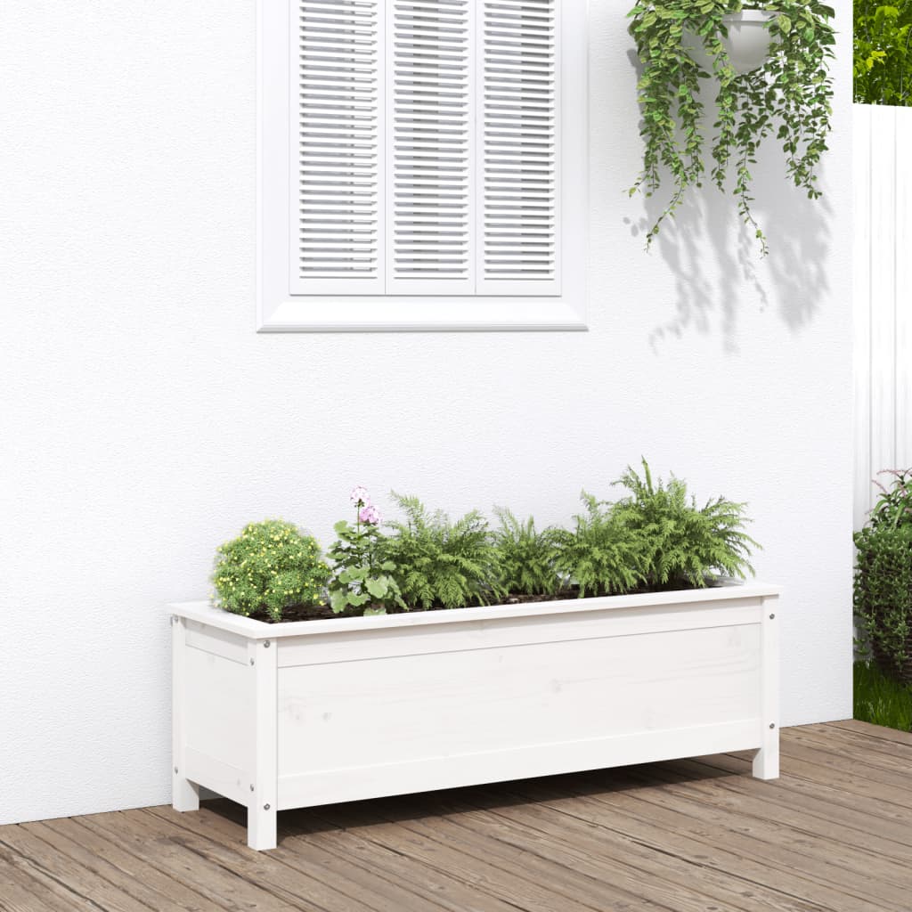 Fioriera Rialzata Giardino Grigia 119,5X82,5X78Cm Massello Pino
