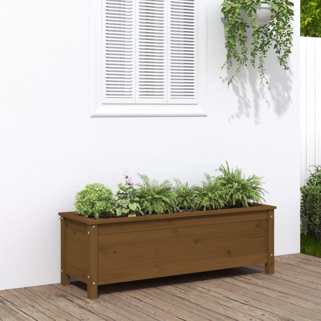 Fioriera Rialzata Giardino Grigia 119,5X82,5X78Cm Massello Pino