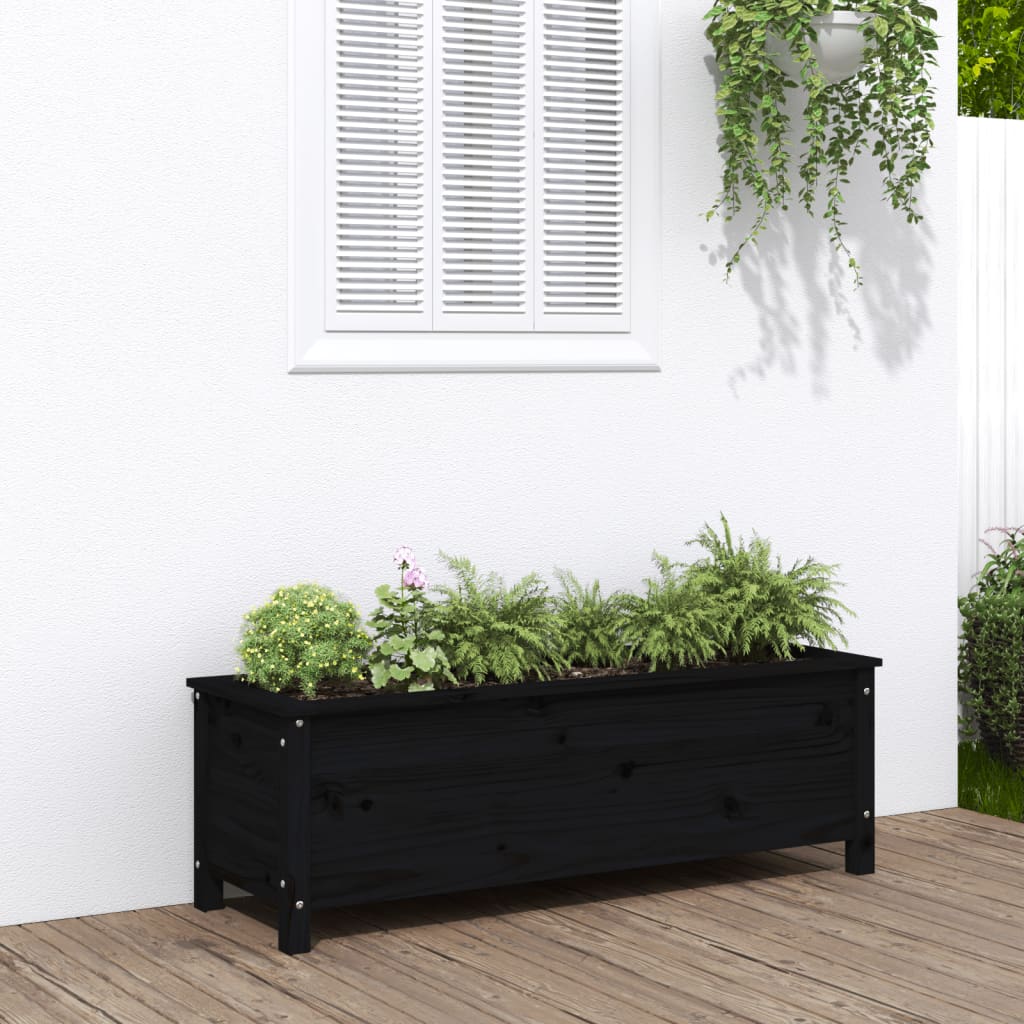 Fioriera Rialzata Giardino Grigia 119,5X82,5X78Cm Massello Pino