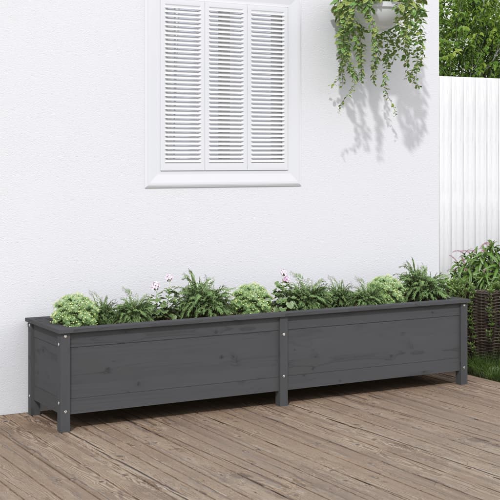 Fioriera Rialzata Giardino Grigia 119,5X82,5X78Cm Massello Pino