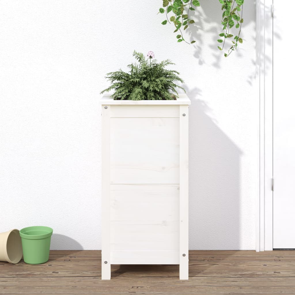 Fioriera Rialzata Giardino Grigia 119,5X82,5X78Cm Massello Pino